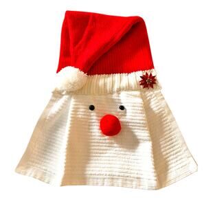 Knit Santa Hat Hanging Hand Towel Decorative Christmas Gift  Kitchen Bathroom